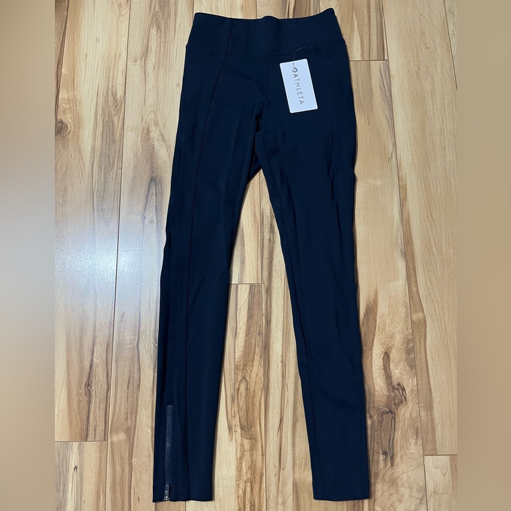 Athleta XS Delancey Skyline Tight Legging Navy City Pants Zip Pockets Zip Ankle